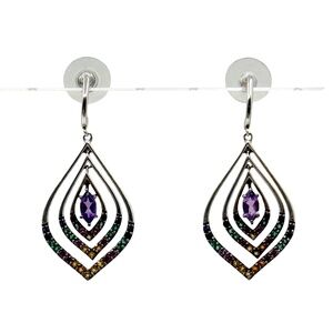 JWBR sterling silver amethyst citrine cubic zirconia drop earrings - GM359